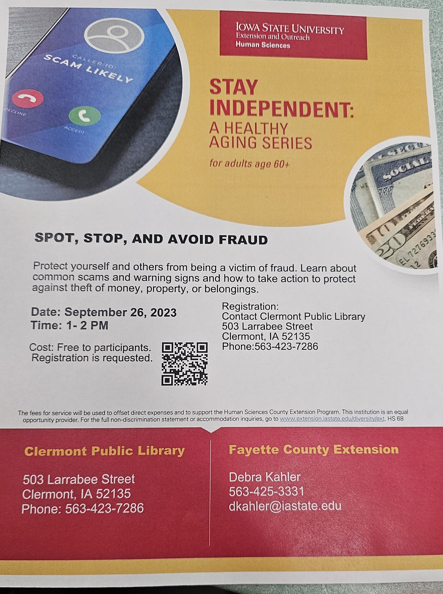 Fraud Iowa Code Spot, Stop, & Avoid Fraud – 9-26-2023 – City of Clermont Iowa